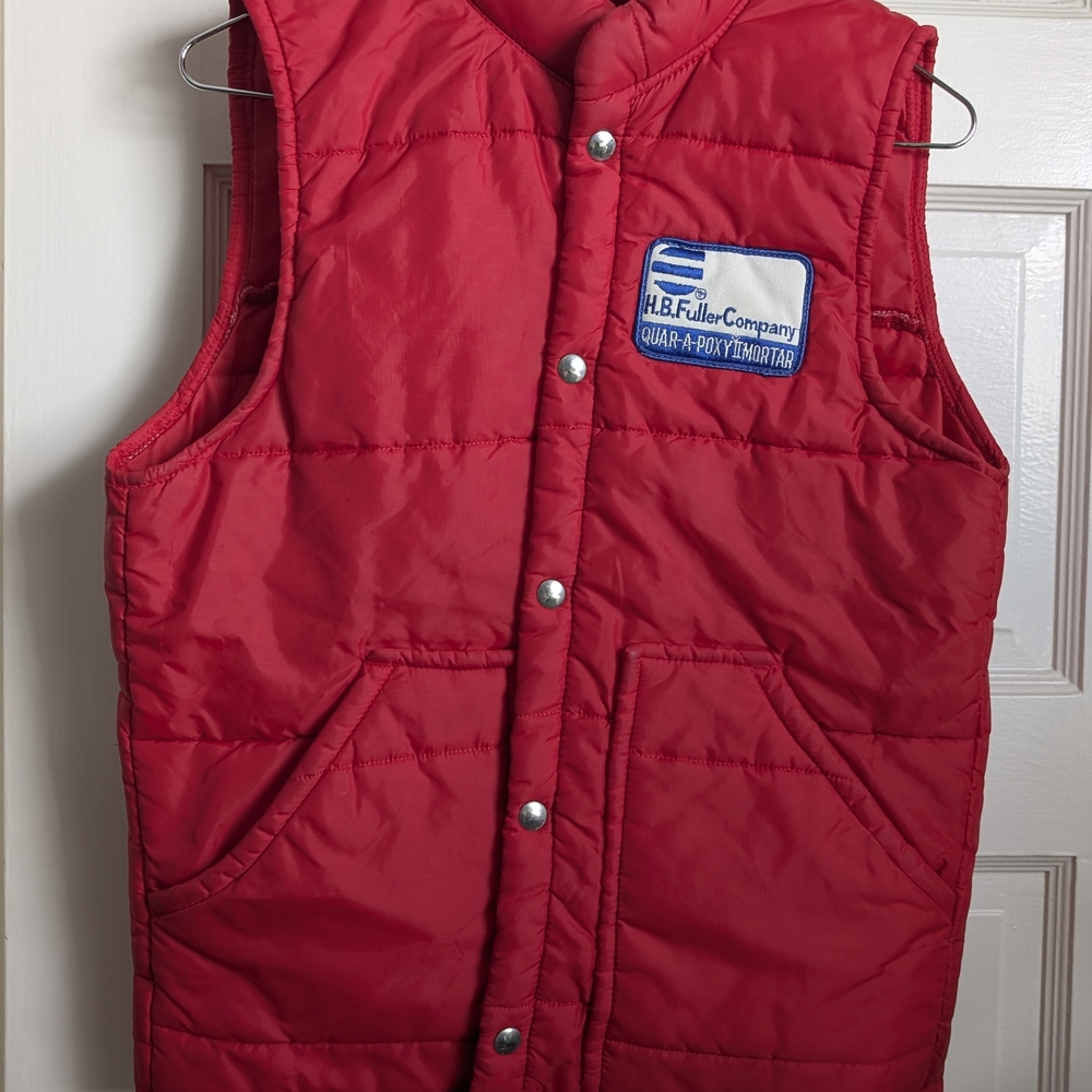 Red Quilted Vest with Patch